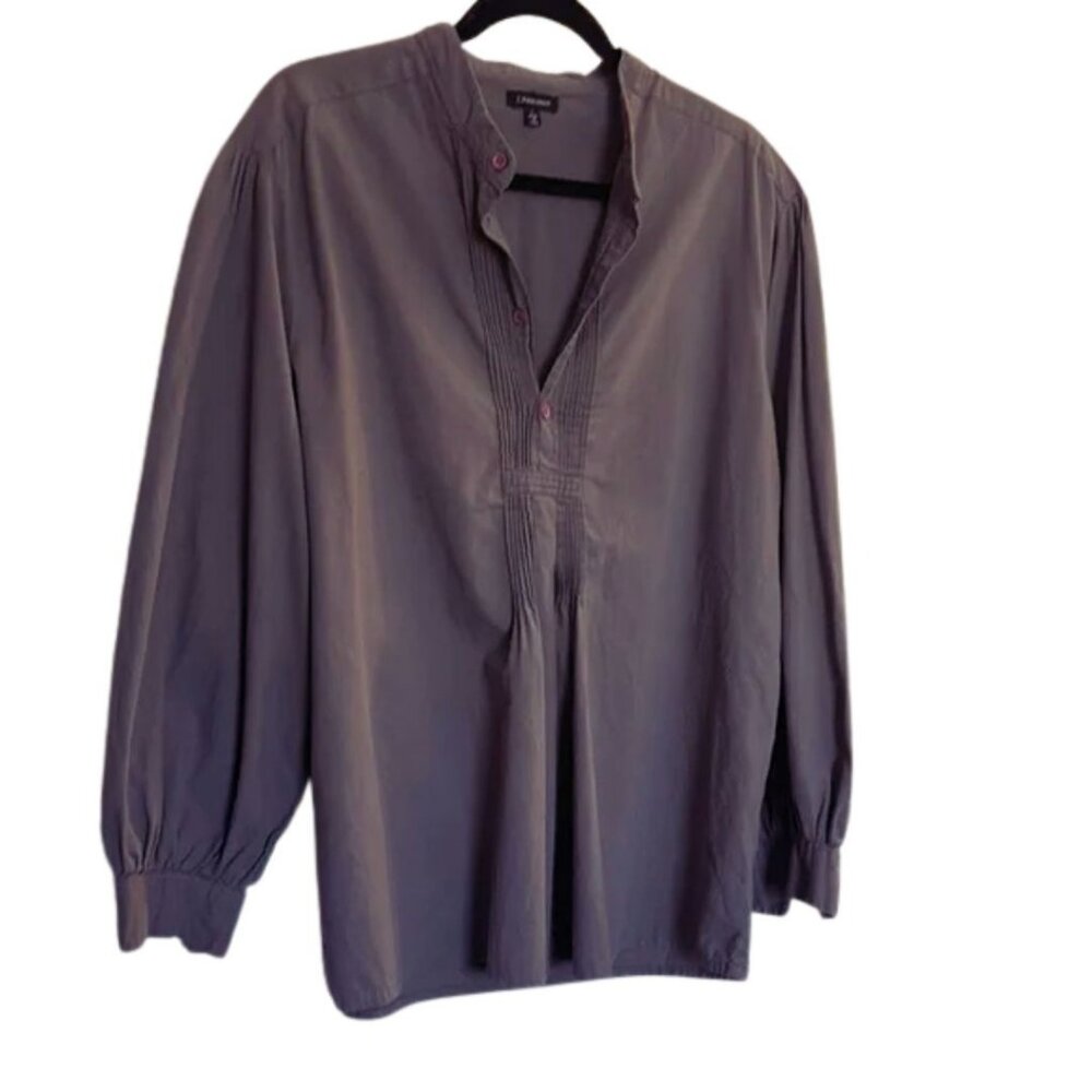 J. Peterman Athleisure Casual Grannycore Cotton Gray Top Size L